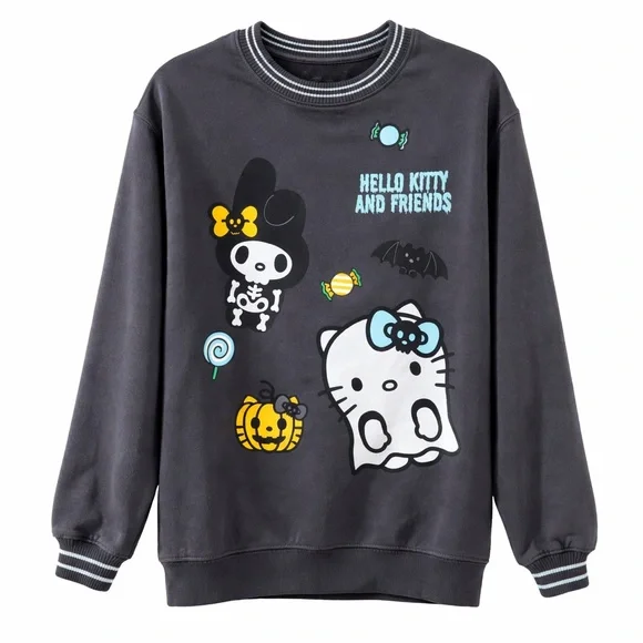 Hello Kitty & Friends Glow In Dark Halloween Sweatshirt Kuromi Badtz Maru S - Picture 1 of 15